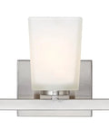 Hartley 3 Light Vanity Fixture Brushed Nickel With Flat Opal Glass Damp Location Rated Modern Bath Lighting For Your Pad