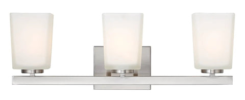 Hartley 3 Light Vanity Fixture Brushed Nickel With Flat Opal Glass Damp Location Rated Modern Bath Lighting For Your Pad