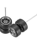 Two Pack 1/64 Scale RC Diecast Car Wheels And Tires Set With Real Riders Rims And Axles Included For Do It Yourself Upgrades
