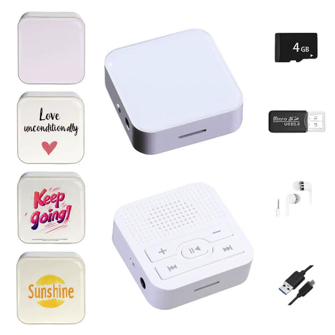 Screen Free MP3 Player With Wired Headphones And Built In Speaker 4GB Card Stores 500 Plus Songs HD Resin Panel Ultra Portable