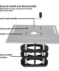 Close-up of Heavy Duty Router Lift Upgrade For 65mm Trim Motors with hand crank, aluminum plate, and black base for smooth height adjustment.