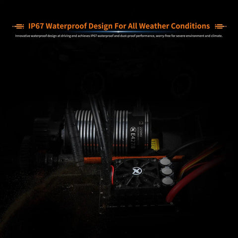 Close-up of IP67 waterproof 2250KV Sensored Brushless RC Car Motor For 1/8 Scale Monster Trucks, coiled wiring