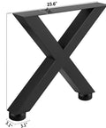 Beefy Pair Of 28 Inch Tall Steel Table Legs, 24 Inch Wide Box Frame, 3.15 Inch Square, Heavy Duty Industrial Dining Leg Set In Black Powder Coat