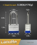 Laminated Padlock Set 1 9 16 Inch Wide Body With Long Shackle, 24 Pack Keyed Alike, Blue Plastic Hoop, Includes 48 Keys