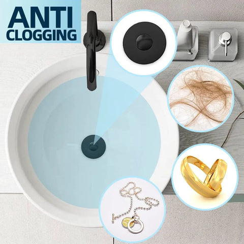 Universal Bathroom Sink Stopper With Pop Up Drain Plug And Hair Catcher Basket, Anti Clogging Filter For 1.06 To 1.65 Inch Drains, Hassle Free Push Down Mechanism That Slays Hair Buildup And Saves You Cash On Plumbing