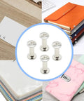 Pro Level Chicago Screws M5x15mm 100 Pack Heavy Duty Bookbinding Rivets Nickel Silver in DIY leather projects and albums.