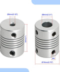 2 Pack Flexible Beam Couplings 4mm To 8mm Shaft, 19mm Outer Diameter, 25mm Length, M4 Screws shown side by side