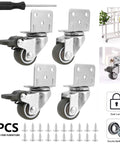 Heavy Duty Furniture Castors Set Four Pack With L Shaped Soft Rubber Wheels For Tables Carts And Benches Quiet Swivel Plate