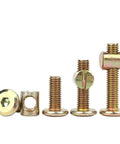 Kickstart Your Next Build With These Heavy Duty Furniture Screw And Nut Sets Featuring Horizontal Hole Hammer Nuts For Solid Wood Board Assembly Includes M6 Cross Dowel Connectors And Forty Total Pieces For Reliable Knock Together Success - assorted M6 steel screws and nuts.