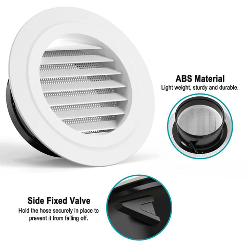 Six Inch Soffit Vent Cover Round ABS Louver With Built In Screen For Attic, Bathroom, Garage And Dryer Duct Ventilation 150mm White