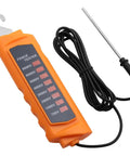 Electric Fence Voltage Tester 700V-8000V With 8 Neon Indicator Lights, Quick Pulse Readouts Every 0.5 to 2 Seconds, Detect Voltage Drop From Vegetation, Short Circuits, Or Aging Fence Wires, Handy Farm Fence Tool orange handheld tester with probe and cable