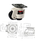 4 Pack Heavy Duty Swivel Leveling Casters GD-80F 500kg Load Capacity For Workbenches Utility Carts And Equipment Industrial Plate Caster Wheels For Easy Mobility, with dimension drawing