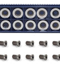 10 Pack 16mm Round Carbide Lathe Inserts For Wood Turning Tools Indexable Replacement Blades With M5x9mm Screws displayed in a blue holder.
