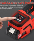 Dual Motor Electric Strapping Machine With 2x4000mAh Battery Built To Last Heavy Duty Tension Up To 3800N Fast Budget Friendly Easy Tightening For Pallets Strapping Made Simple. digital LCD panel with battery display