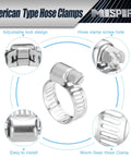 Stainless steel hose clamps set, 6–12 mm (1/4–1/2 in), 25 pcs, adjustable worm-gear clamps for plumbing