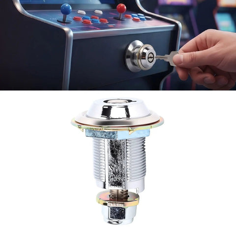 Tubular Cam Lock Zinc Alloy Round Door Keyed Replacement for File Cabinets and Small Enclosures, single key in lock view