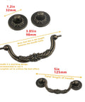 Diagram showing dimensions of 10 Pack Zinc Alloy Cabinet Drawer Pull Handles With Bronze Tone Finish 5 Inch Length 125mm