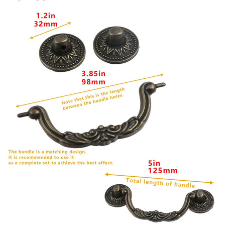 Diagram showing dimensions of 10 Pack Zinc Alloy Cabinet Drawer Pull Handles With Bronze Tone Finish 5 Inch Length 125mm