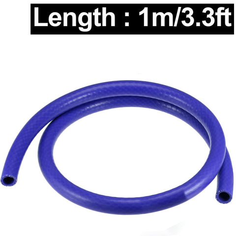 Reinforced Silicone Vacuum Heater Hose Half Inch ID, 3.3 Feet Long, 101 PSI, 392 Fahrenheit Max, Built Tough For Engine Inlet Outlet and Cooling Systems, Durable Blue 12mm By 18mm By 1M Hose coiled