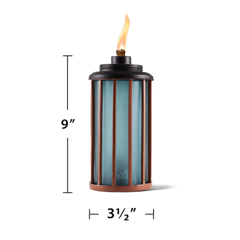 Retro Stripe Glass Torches 2 Pack 65 Inch Outdoor Patio Garden Torches Easy Install with Refillable Canisters close-up image