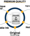 Infographic of Sailor Coffee Mug 11oz White Gift For Boaters And Sailors Funny Lake Gifts with quality features highlighted.