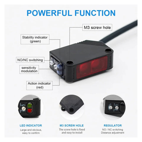 Through-Beam Photoelectric Proximity Sensor Switch With Diffuse Reflection Detection E3Z D82 PNP Economical Dope Value Budget-Friendly Range Options 10cm 80cm 2m 5m For Industrial Automation And Quick Reliable Sensing, black sensor