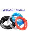 Pro Grade Flexible Pneumatic Tube Air Hose Kicks Industrial Automation With Compressed Air Flow Superior Elasticity Plus Shape Memory Quick Connectors Make Install Easy No Glue Or Welding Needed Full Control Over Workshop Gear Whenever You Need It. coiled blue, black, clear, and red sizes 1M-20M