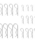 20 Pcs Carbon Steel R Clip Cotter Pins Kit For Trailers Mowers Tractors Fasteners Spring Hairpin Clips Assortment Set All In One M2 To M4 Sizes Heavy Duty Hardware arranged