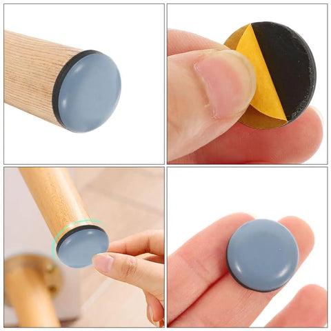 20 Pack Heavy Duty Kitchen Appliance Sliders For Washing Machine And Microwave With Self Adhesive Backing, protective grey slider on furniture leg.