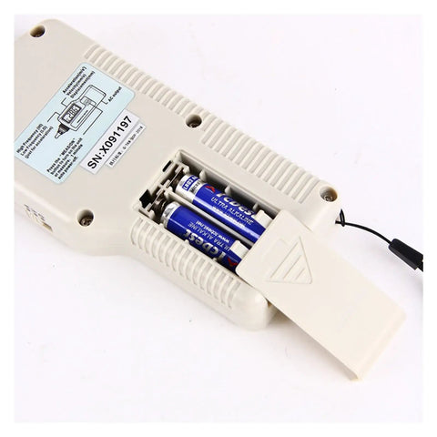 Portable Digital Handheld Vibroscope With LCD Display, Pro Grade Acceleration And Velocity Readouts, Range 0.1-199.9 m/s2 And 0.1-199.9 mm/s RMS, 10 Hz-15 kHz Coverage, Field Ready Vibration Tester For Technicians, battery compartment open