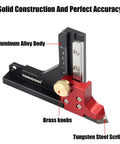 Table Saw Height Gauge And Router Depth Gauge Set With Scriber Marking Tool For Quick Pro Level Blade And Bit Settings, Imperial Measurements, Easy Layout Transfer featuring aluminum alloy body, brass knobs, and tungsten steel scriber
