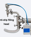 Heavy Duty Pneumatic Liquid Filling Machine Single Head Automatic Bottle Filler Hella Precise Anti-drip filling head detail.