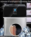 No Drama Portable Automatic Countertop Ice Maker Churning Fifty Five Pounds Of Snappy Cubes Daily with sleek stainless shell.