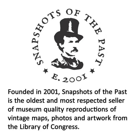 Logo of Snapshots of the Past featuring a vintage silhouette and text about museum-quality reproductions from 2001.