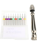 Needle Nose Hand Drill Set With Ten PCB Mini Drill Bits For Resin Clay Crafting Micro Twist Drill Bits; aluminum hand drill kit.