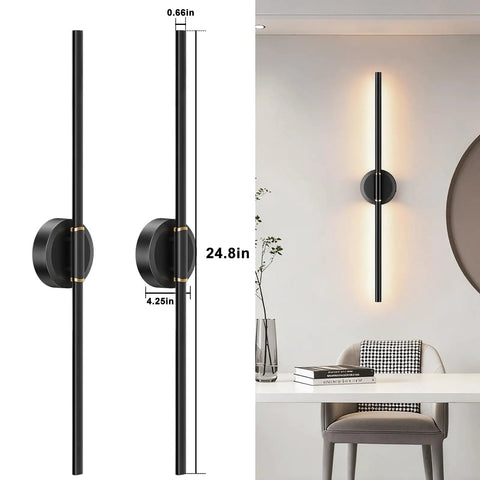 Premium Rechargeable LED Wall Sconces Set Of Two With Remote Control Hella Bright Dimmable Lamps With Built In 6000mAh Battery No Sweat USB C Charging Modern Ambient Lighting, matte black design and dimensions shown.