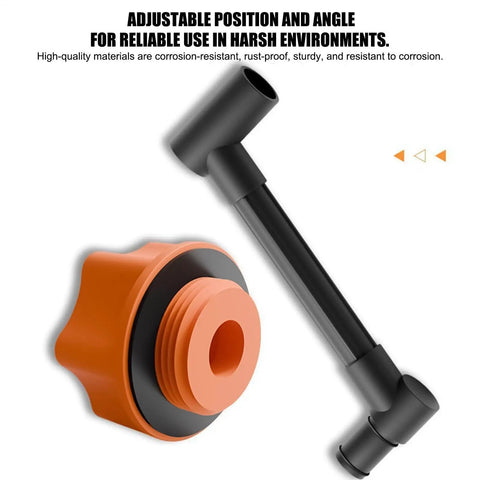 Top Tier Oil Funnel Kit With Flexible Spill Proof Designs And Color Coded Connectors For Fast Garage Oil Changes On Any Car Or Truck Without Extra Adapters So You Can Get Your Fleet Rolling Smooth Today: adjustable orange cap and black hose for oil transfer.