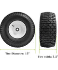 15x6.00-6 Riding Lawn Mower Tires And Wheels With 3/4 Inch Bushing And 3 Inch Centered Hub Rubber Pneumatic Tires for Husqvarna Craftsman