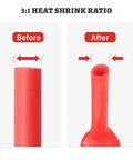 Waterproof Red And Black Heat Shrink Tubing Kit With 3 To 1 Shrink Ratio Adhesive Lined Heavy Duty Marine Grade Before and After