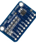 Top view of a Four Channel 16 Bit I2C ADC Module with Programmable Gain Amplifier for microcontrollers, ADS1115 compatible.