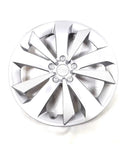 Subaru Impreza Hub Cap Wheel Cover 2017-2023 Genuine OEM 28811FL010 silver center cap, easy snap-on replacement, top view.
