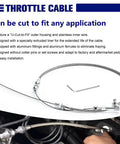 Beefy Universal Stainless Steel Braided Throttle Cable Kit with adjustable automotive accelerator cable and locking covering.