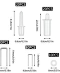 Rock Solid 220 Piece Stainless Steel Plantation Shutter Repair Kit Featuring Heavy Duty Repair Nails And Spring Loaded Pins For A No Hassle Weekend Project Fix, displayed components with dimensions.