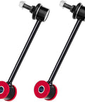 Rear Sway Bar Links With Code Red Bushings Made In USA For SUV And Truck Beefed Up Ride Fits Cadillac Escalade Chevrolet Suburban Tahoe GMC Yukon Jeep Wrangler Durable Performance Upgrade For Quieter Turning And Tight Handling. Pair of black sway bar links with red bushings