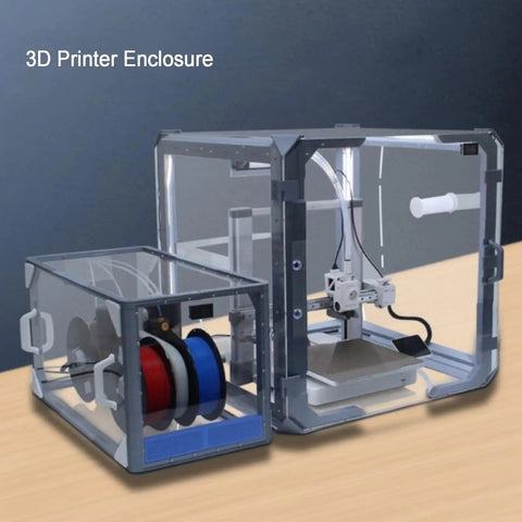 24 Inch Clear Acrylic 3D Printer Enclosure With Ventilation, LED Light, Thermometer and Hygrometer, Dustproof and Noise Reduction