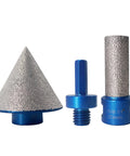 3 Pcs 2 Inch Diamond Beveling Chamfer Bits With 5/8-11 Thread Adapter And 4/5 Inch Diamond Finger Milling Bits Straight Cutter