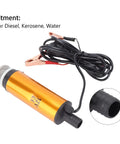 Beefy 12V Submersible Water Transfer Pump For Diesel Kerosene And Water, Portable Mini Sump Pump with 51mm Outlet shown