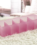 Solid Plastic Underwear Organizer Box With Five Grid Dividers For Closet Drawer Storage in sleek pink design.