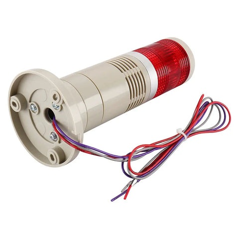 12V DC Industrial Heavy Duty Signal Tower Light With Buzzer For Machinery And Factory Use Red LED Warning Beacon cable view