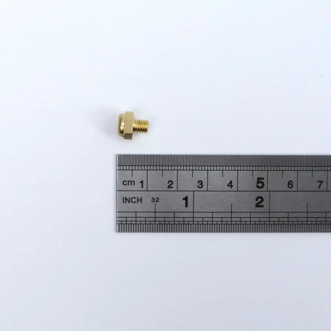 Brass Exhaust Muffler Flat Type M5 Thread Pneumatic Tools And Valves 10 Pack Quiet Noise Reduction near ruler for scale.